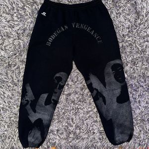 3XL Bodegas Vengeance Y2k Anime Gun Girl  Baggy Hand Painted Black Sweatpants